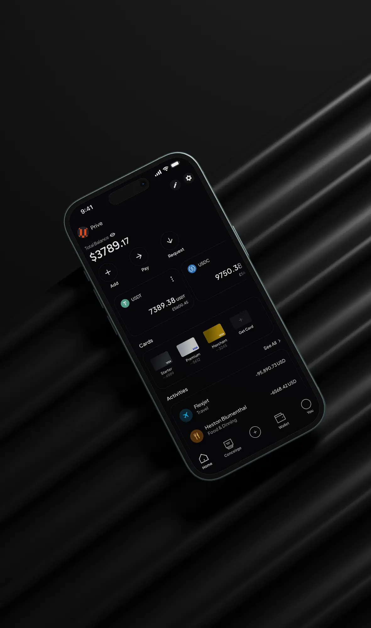 Prive private wallet lifestyle visual