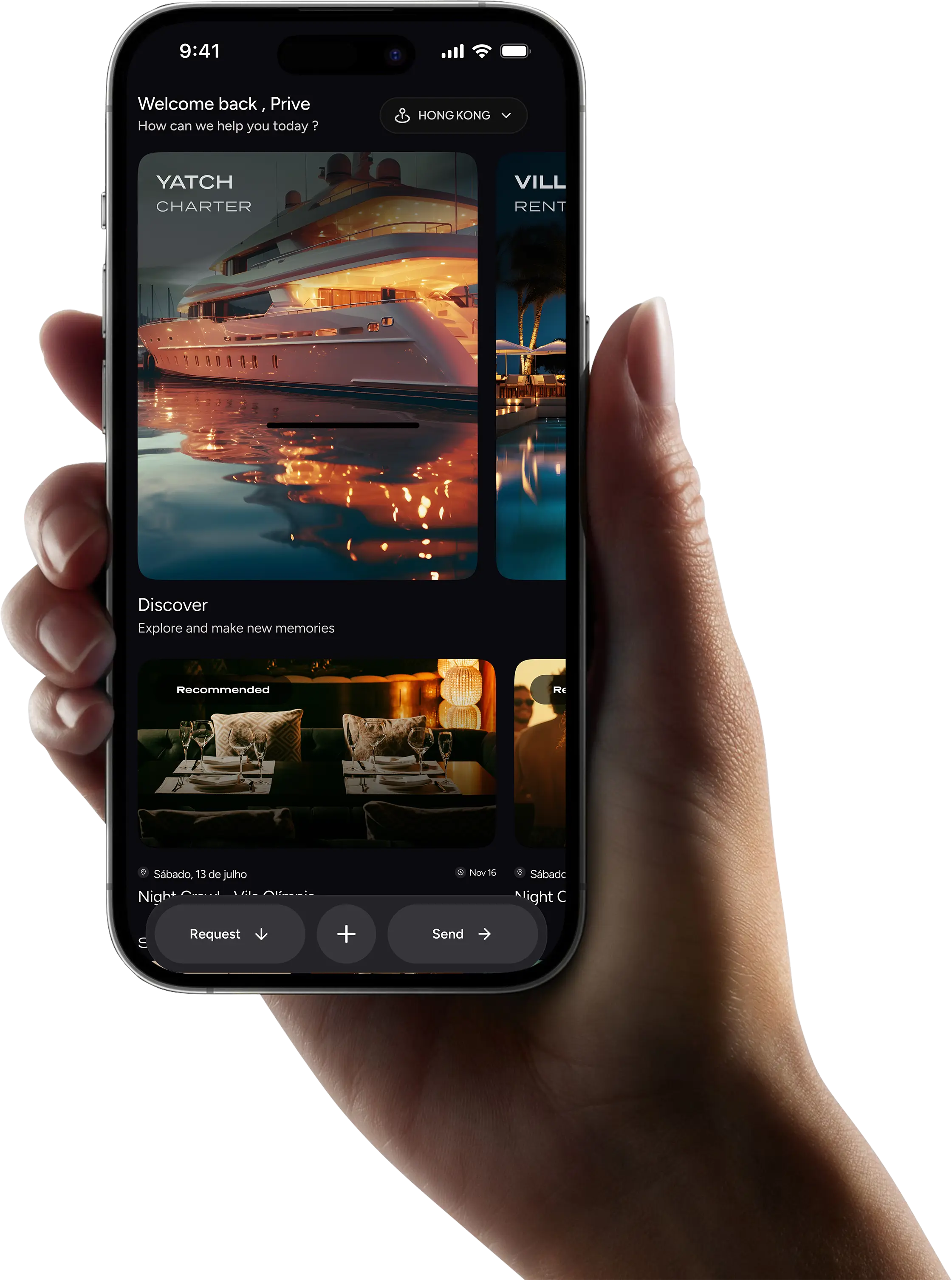 Prive mobile app interface
